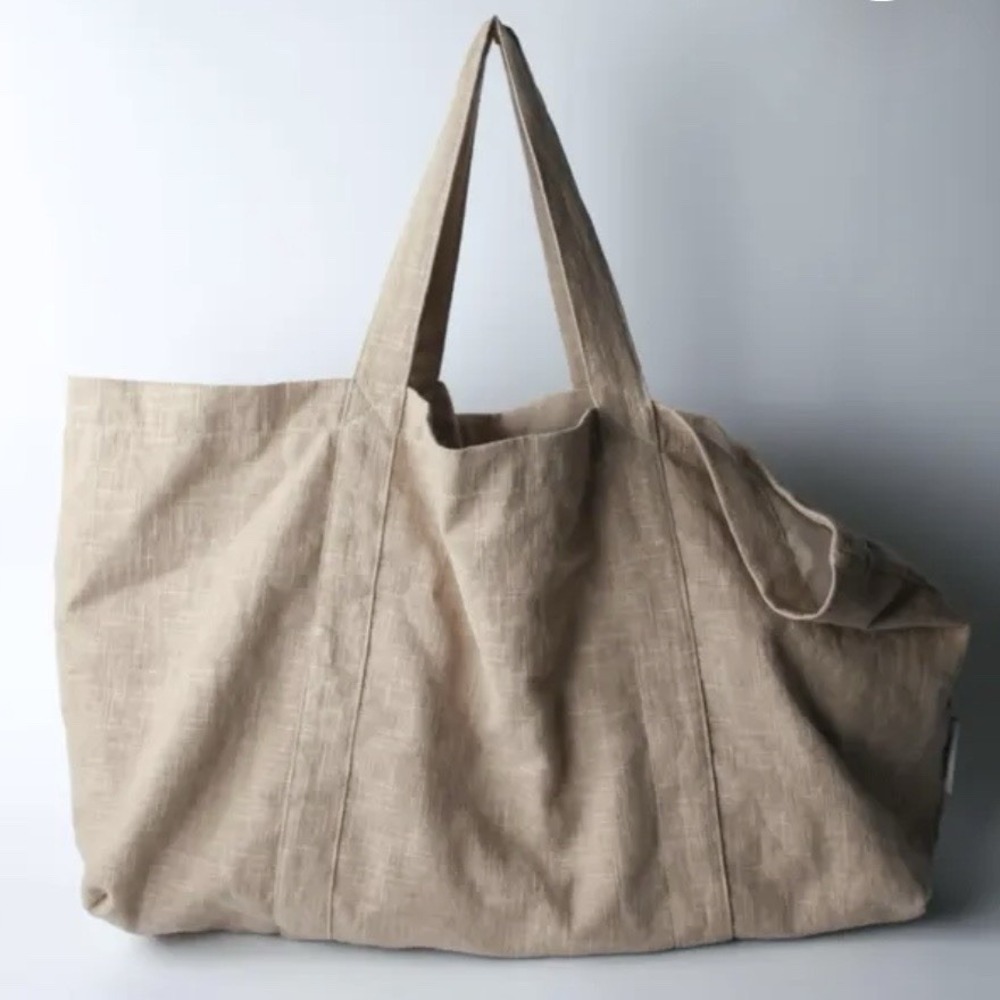 Urban French Large Linen Tote Bag Hobo Slouchy Shoulder Bag Beige Made In Korea - Picture 14 of 14